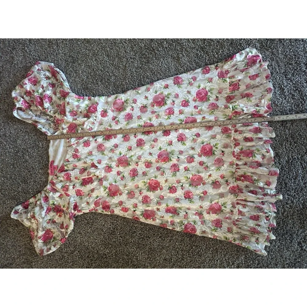 Women Betsey Johnson Goldie Dress Floral Ruffle Babydoll Girly Festival Sz.XL - Picture 13 of 16